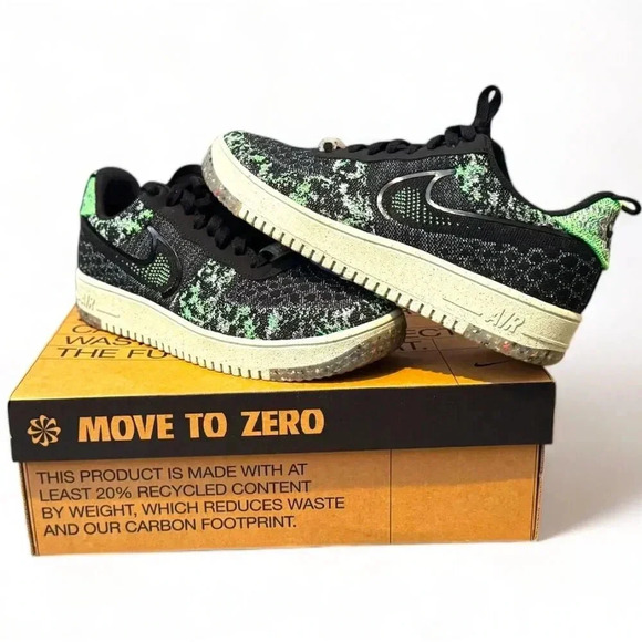 Nike Air Force 1 Crater FK Next Nature 'Scream Green' Black DM0590-002 Men's 9.5